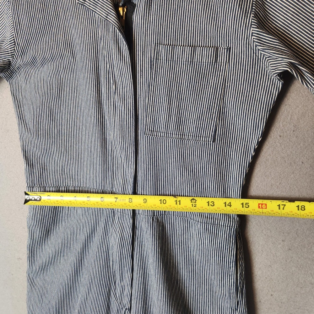 Nooworks Railroad Stripe Coveralls Small Blue Stripe Short Sleeve Workwear - Picture 6 of 9
